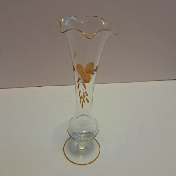unbranded Other - Vintage glass vase 8" gold embossed